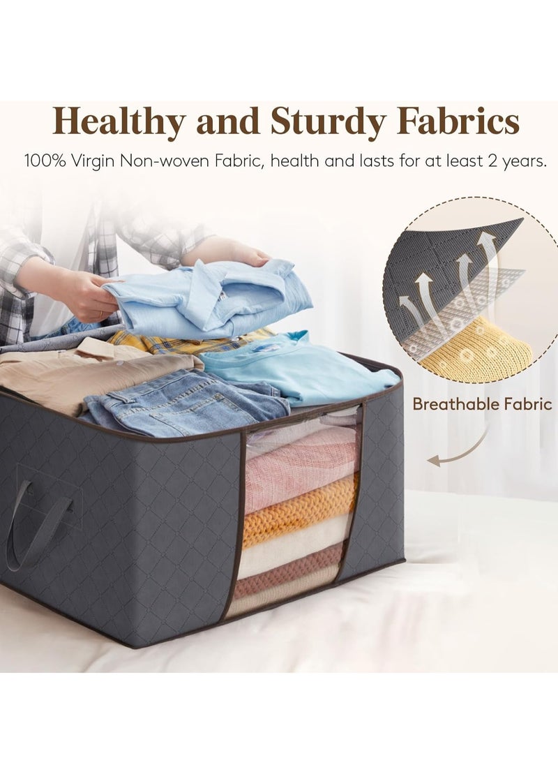 Generic - 2-Piece Zipped Large Foldable Storage Bag Organizer With Reinforced Handle Grey/White/Black 60x40x35cm - Image 1