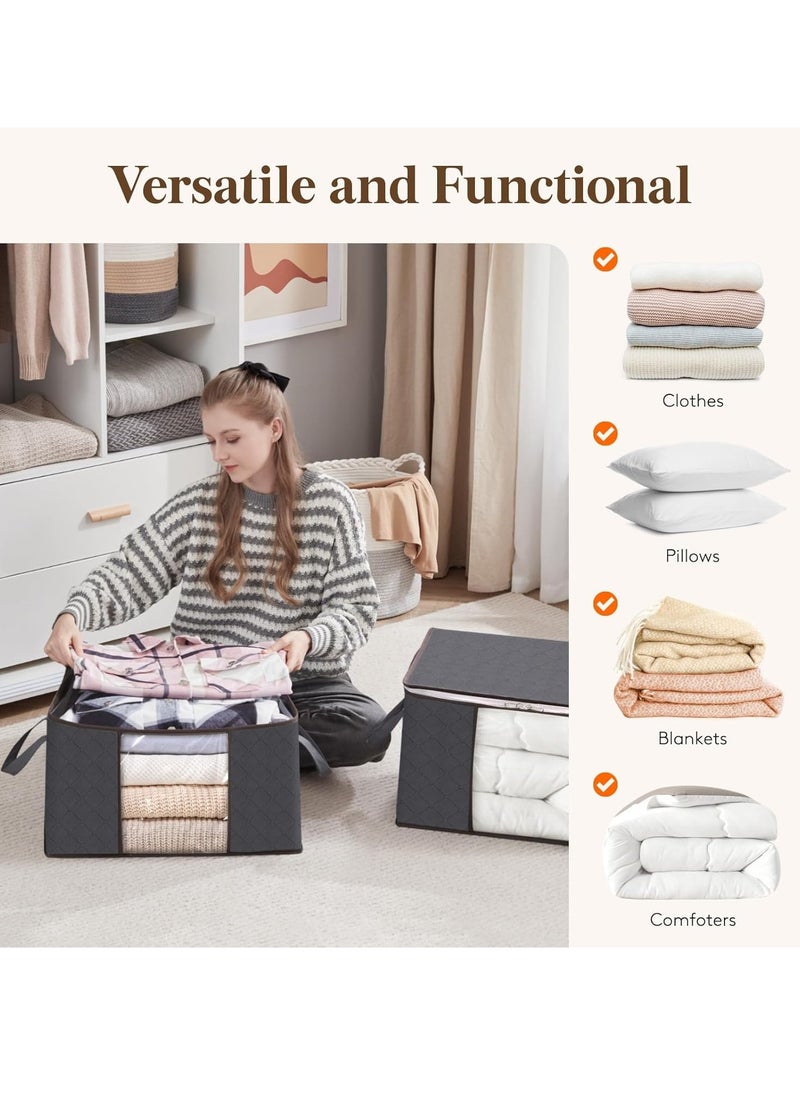 Generic - 2-Piece Zipped Large Foldable Storage Bag Organizer With Reinforced Handle Grey/White/Black 60x40x35cm - Image 1