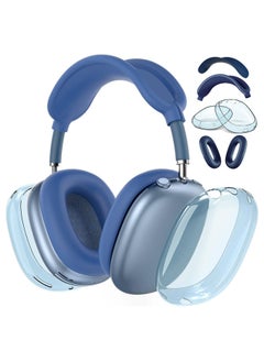 Suitable For Apple Airpodsmax Protective Shell Airpodsmax Silicone Case Max Earphone Shell Tpu Four-piece Set-Color:Tpu Transparent Blue* Midnight Blue 4-piece Set (mesh Cover*1+headband Cover*1+shell Cover*1 Pair+ear Cushion Cover*1 Pair)-Applicable Models:Universal For Airpods Max1/2 Generations