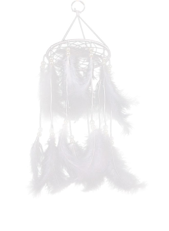 Handmade Dream Catcher With Feathers Hanging Decoration Craft Gift White 40X15X13cm 