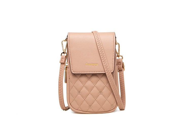Guangzhou Bag 2024 Popular Women'S Mobile Phone Bag Fashionable Cross-Body Shoulder Bag Quilted Embroidered Women'S Wallet Pu Double Layer - Image 1