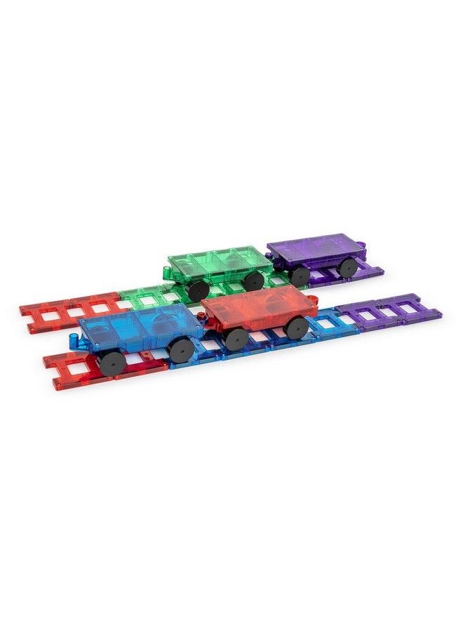 Playmags Magnetic Tiles Train Set, 20 Piece Accessory Set Includes 4 Trains, Stronger Magnets, Building Blocks Addon, Stem Toys For Kids.  - Image 1