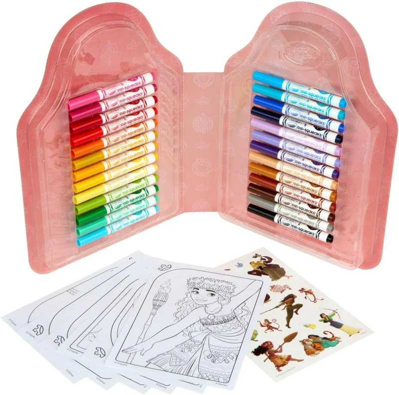 كرايولا Crayola Disney Princess Color & Sticker Activity Set – 20 Coloring Pages, Stickers & 26 Washable Markers, Creative Gift for Kids Ages 3+