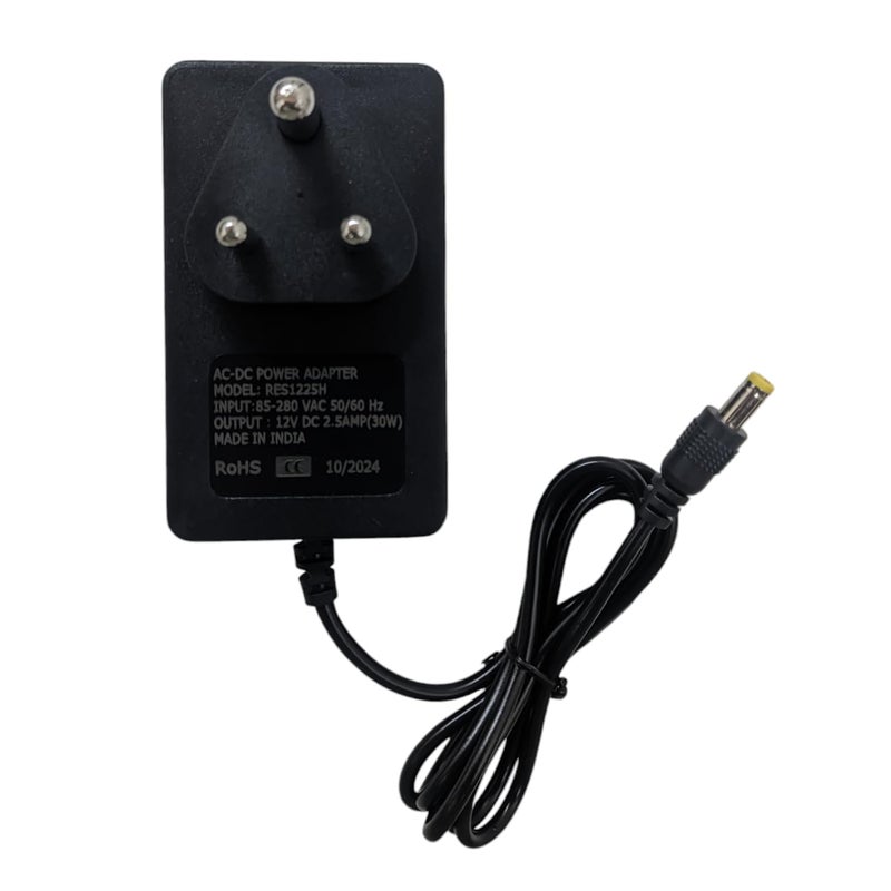 Bectro محول طاقة 12 فولت 2.5 أمبير ثقيل الوزن مع قابس 3 دبابيس للأجهزة المتوافقة مثل أجهزة توجيه الواي فاي، أضواء LED، كاميرات CCTV، ومحركات DC، باللون الأسود - Image 1