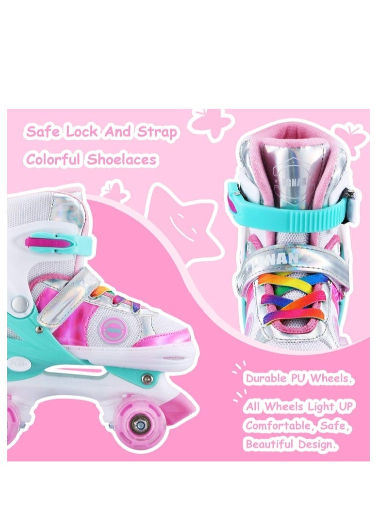 Bluejw Kids Roller Skates for Boys and Girls Adjustable Roller Skates with All Wheels Light up Double Rows Rollerskates for Kids Beginners  - Image 4