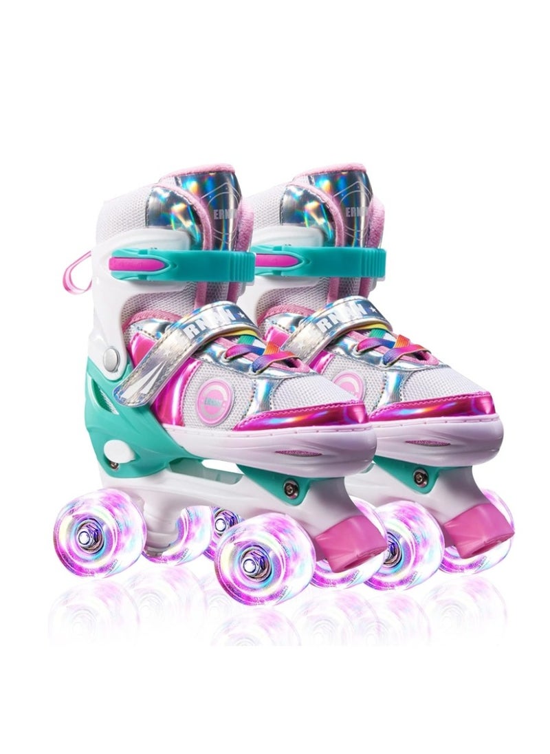 Bluejw Kids Roller Skates for Boys and Girls Adjustable Roller Skates with All Wheels Light up Double Rows Rollerskates for Kids Beginners  - Image 1