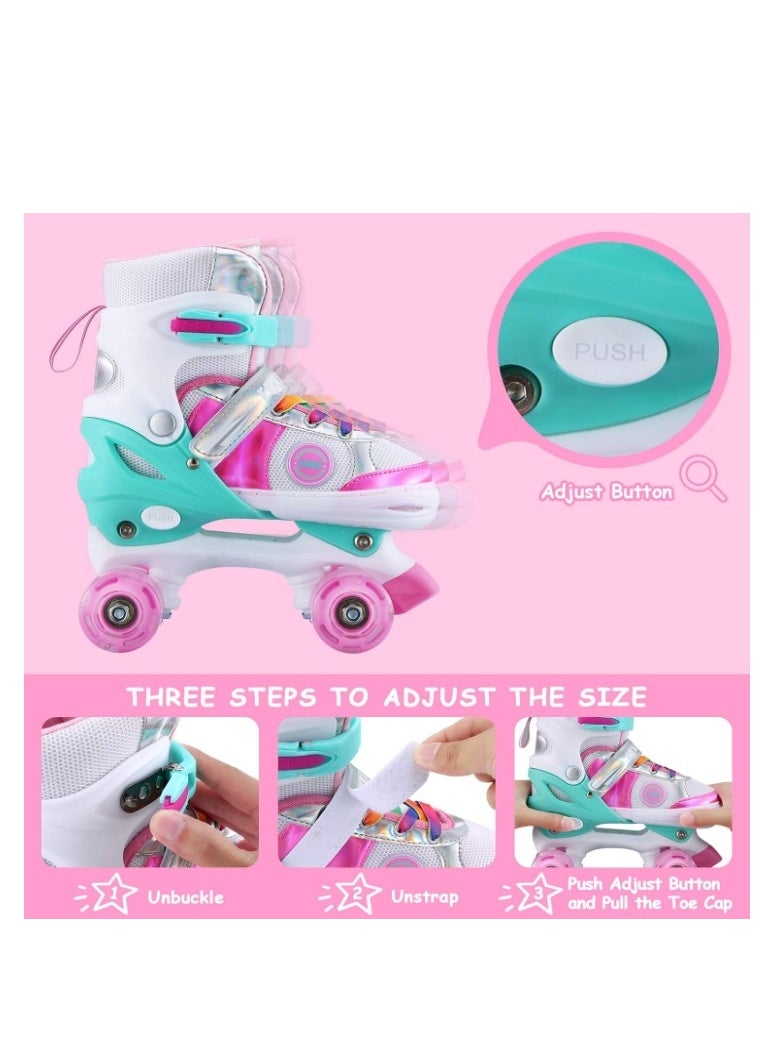 Bluejw Kids Roller Skates for Boys and Girls Adjustable Roller Skates with All Wheels Light up Double Rows Rollerskates for Kids Beginners  - Image 2