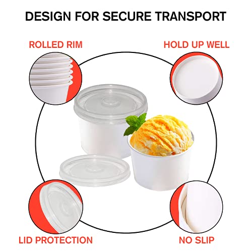 Smygoods 8oz Paper Soup Containers With Lids, Disposable Soup Bowls With Lids, 50 Count, - Image 3