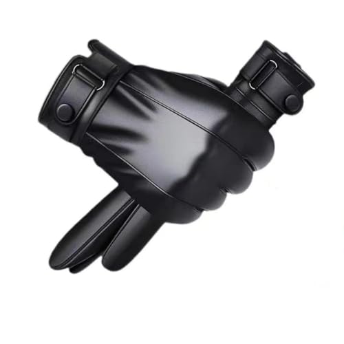 POONWEI Leather Gloves For Men,Winter Warm Touch Screen Motor Gloves,Soft Cashmere Lining-Christmas, Valentine's Day present(Black, Medium) - Image 1