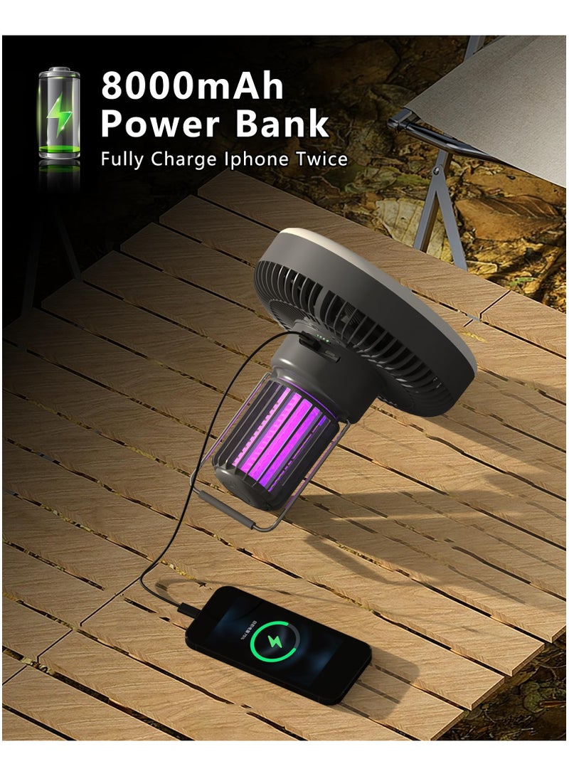 SOLARAE Camping Fan for Tents with Mosquito Repellent Function and Tripod, Three Speed Wind Portable Fan with 10000mAh Power Bank, Mosquito Backyard Control and Camping Essentials for Power Outage, Hurricane - Image 5