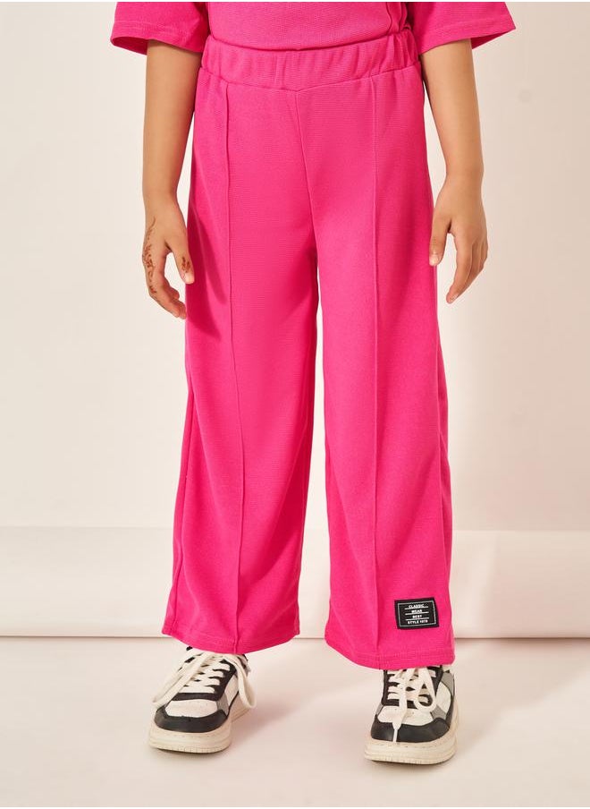 Styli Oversized Waffle Knit Patch Detail T-Shirt & Wide Leg Pants Set  - Image 5