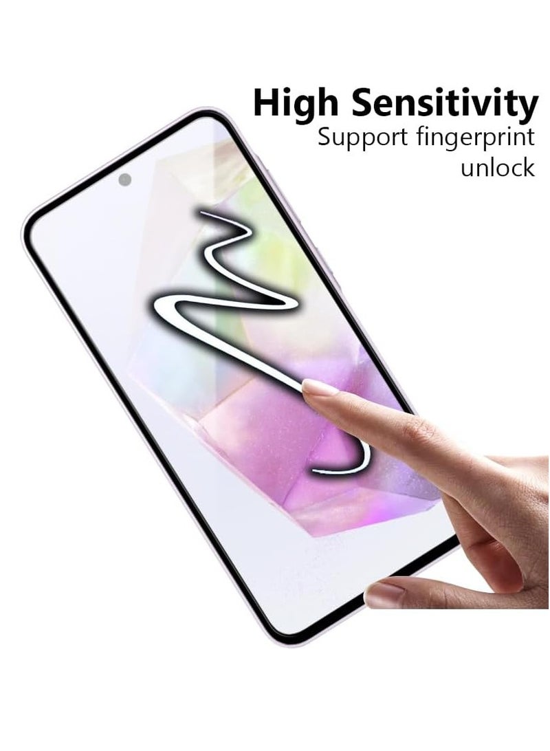 بورتوني واقي شاشة سامسونج جالاكسي M35، طبقة من الزجاج المقسى بصلابة 9H مضادة للخدش واللمس الحساسة، خالية من الفقاعات، تغطية كاملة زجاجية لهاتف سامسونج جالاكسي M35 - Image 4