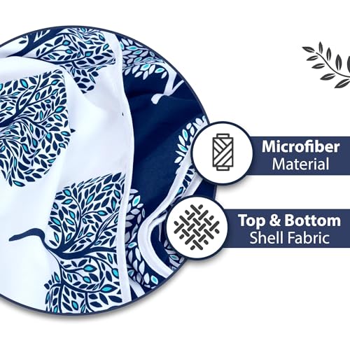 Divine Casa 120 GSM Microfiber Single Dohar | Soft & Lightweight Throw Blanket | Cozy & Breathable | All-Season Comfort | 210 x 140 CM | Tree Motif Pattern | Navy Blue & White - Image 4