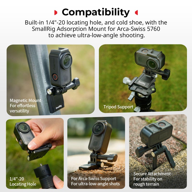 SmallRig Vertical to Horizontal Action Camera Case Kit for DJI Osmo Nano, with 1/4"-20 Locating Hole, Silicone Gasket, Cold Shoe, Quick Release Design, Ultra-Low-Angle Shooting - Image 4