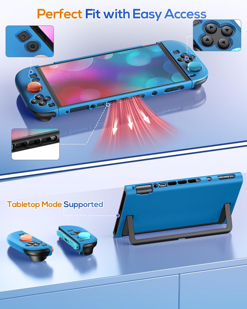 FYOUNG Upgrade Switch 2 Protective Case&Screen Protector Set, Dockable Cover Hard Shell for Nintendo Switch 2 2025 Console Accessories,Travel-Friendly,Kickstand Cutouts(Blue, for Switch 2 7.9inch) - Image 2