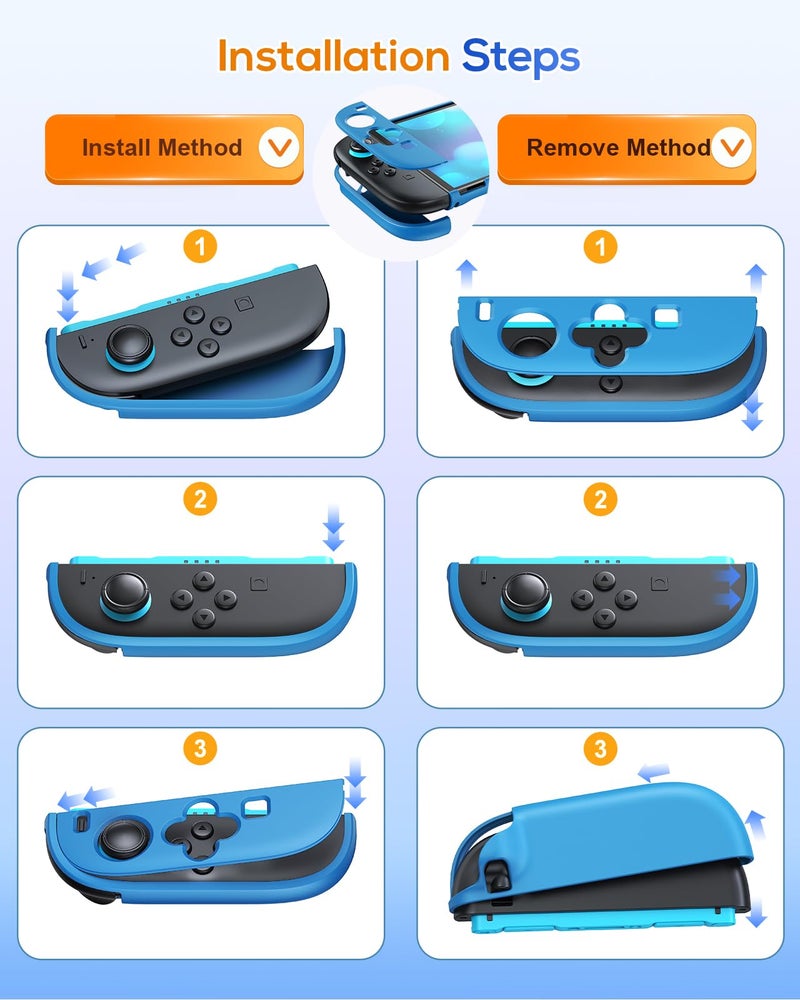 FYOUNG Upgrade Switch 2 Protective Case&Screen Protector Set, Dockable Cover Hard Shell for Nintendo Switch 2 2025 Console Accessories,Travel-Friendly,Kickstand Cutouts(Blue, for Switch 2 7.9inch) - Image 4