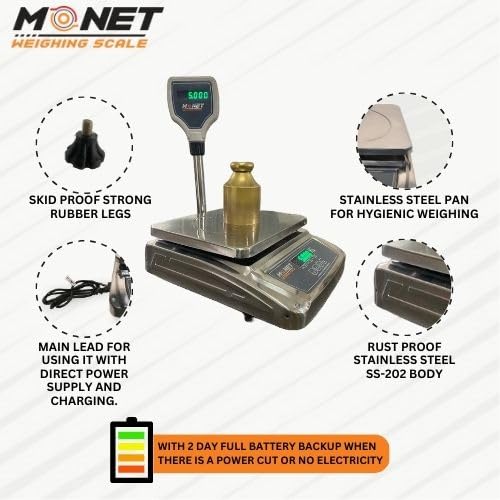 MONET Weighing Scale With Pole Platform Weighing Machine For Commercial And Industrial Use - Image 3