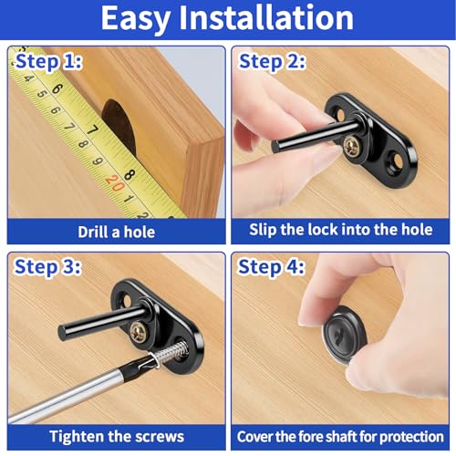 TBWHL 4 Pcs - Zinc Alloy Drawer Lock with Keys, Desk Locks File Cabinet Lock for Wardrobe Furniture Cabinet Locker Showcase with 8 Same Key 16mm (Black) - Image 4