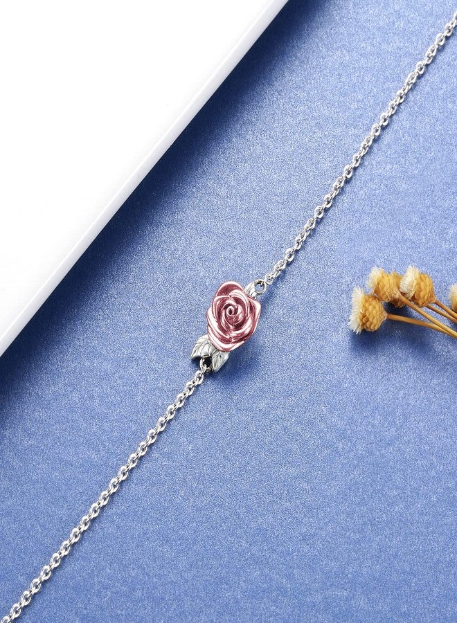 MANBU Rose Cremation Urn Jewelry for Ashes - 925 Sterling Silver Memorial Keepsake Ring Bracelet Necklace Gift for Women, Bereavement Gift for A Loss Of the Loved One (urn bracelet 2) - Image 4