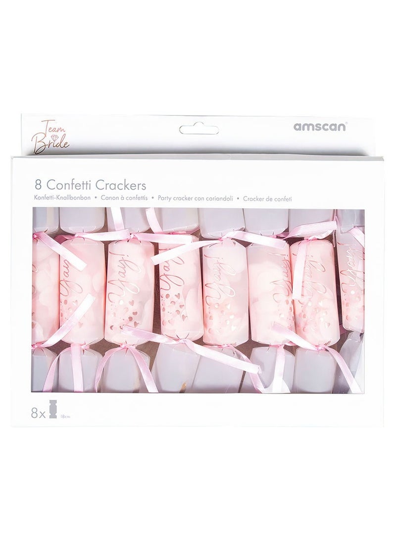 Riethmüller Team Bride Confetti Crackers Pink Foil 18cm 8-Pack - Image 1