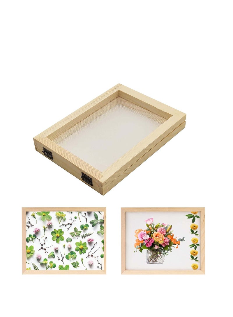 SYOSI Paper Making Papermaking Mould Frame, Traditional Ancient Paper Natural Wooden, 12.5 * 18cm Screen Printing Frame for DIY Paper Craft and Dried Flower Handcraft, Perfect for Kids Activities  - Image 1