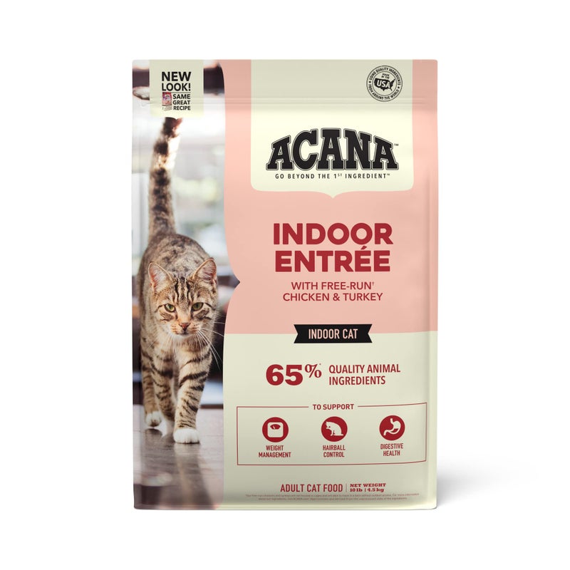 ACANA Dry Cat Food for Indoor Cats Indoor EntrÃ©e Chicken Turkey Whole Herring and Rabbit 10lb Bag - Image 1