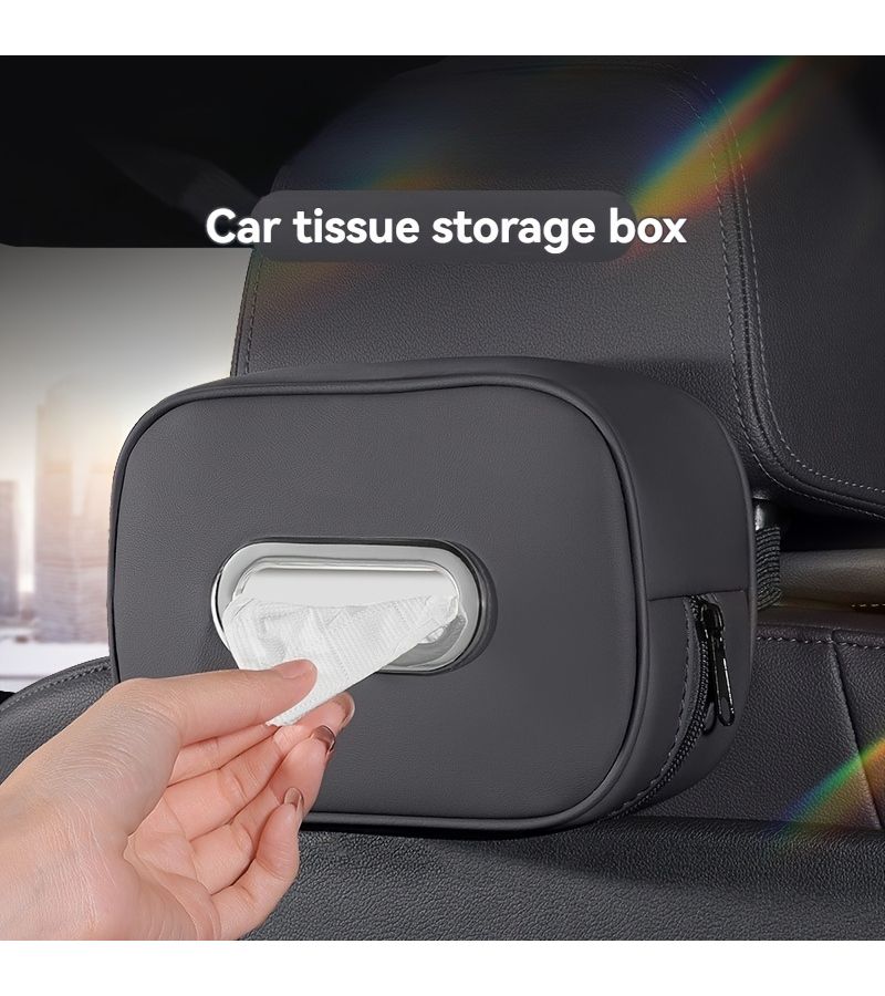 Red PU Leather Tissue Box Multi Functional Pouch for Car Visor Seat Armrest - Image 5
