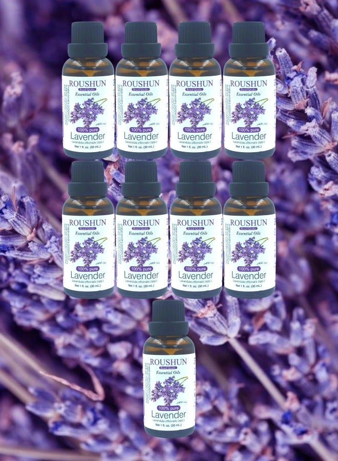 ROUSHUN 9 Pieces Lavender Essential Oil 30ml