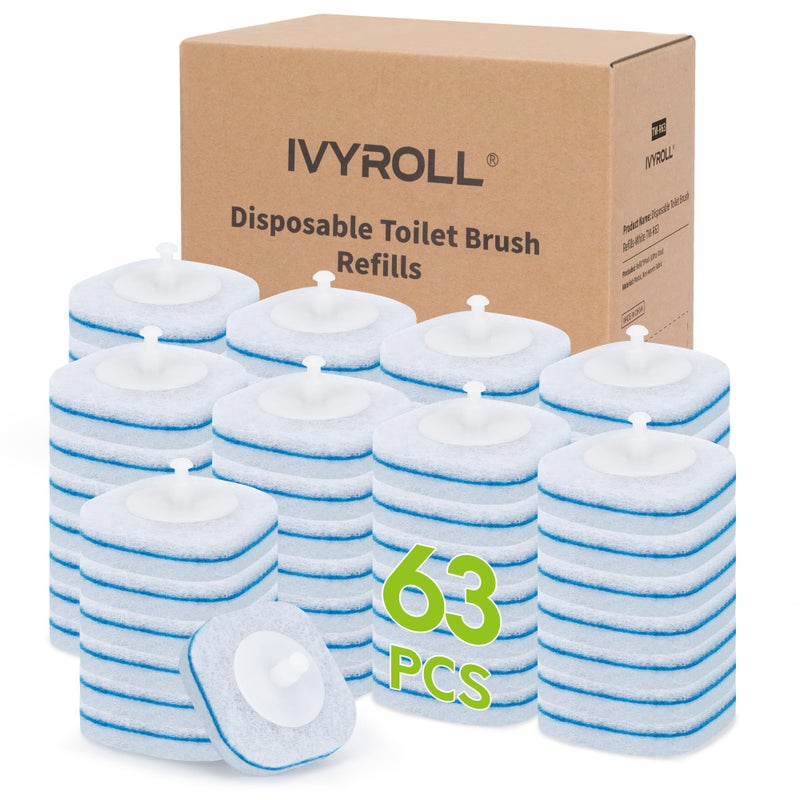 IVYROLL Toilet Bowl Cleaner Wand Refills Compatible with CLOROX, 63 Count Disposable Toilet Brush Refills, Replacement Heads for Toilet Cleaning System - Image 1