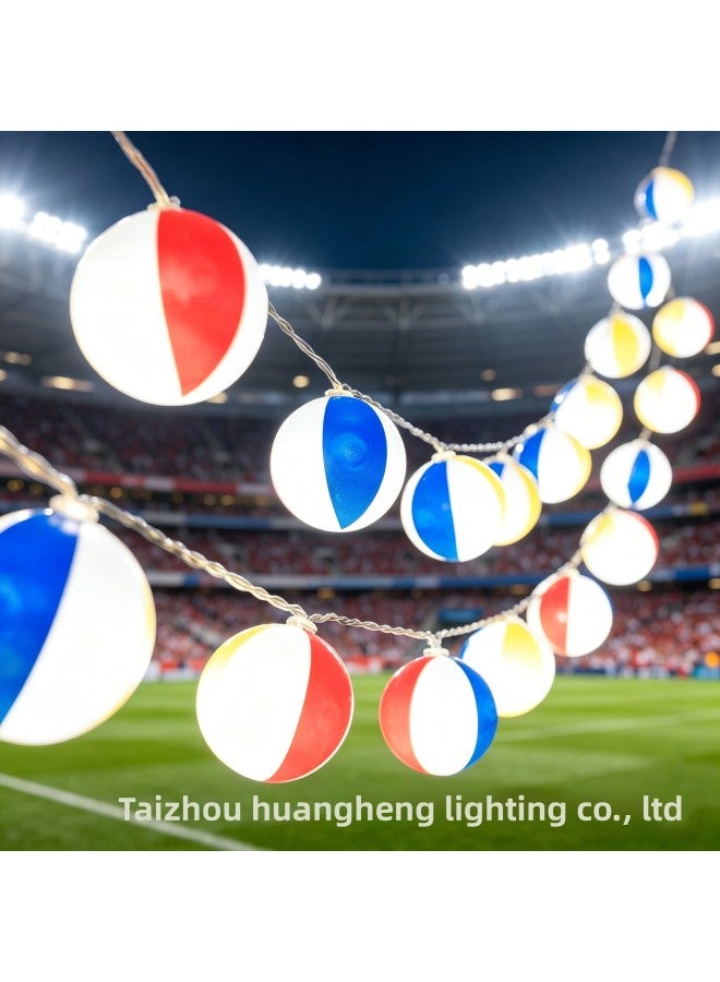 2026 World Cup Theme Scene Decoration Atmosphere Setup – Light Source Power: Single-function battery box - 6 meters 40 lights; Light Color: Beach ball - White light - Image 1