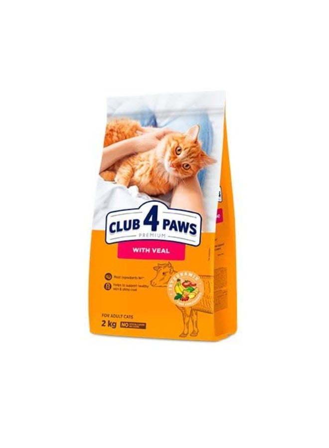 Club 4 Paws Premium Adult Cat Food with Veal, 2 kg