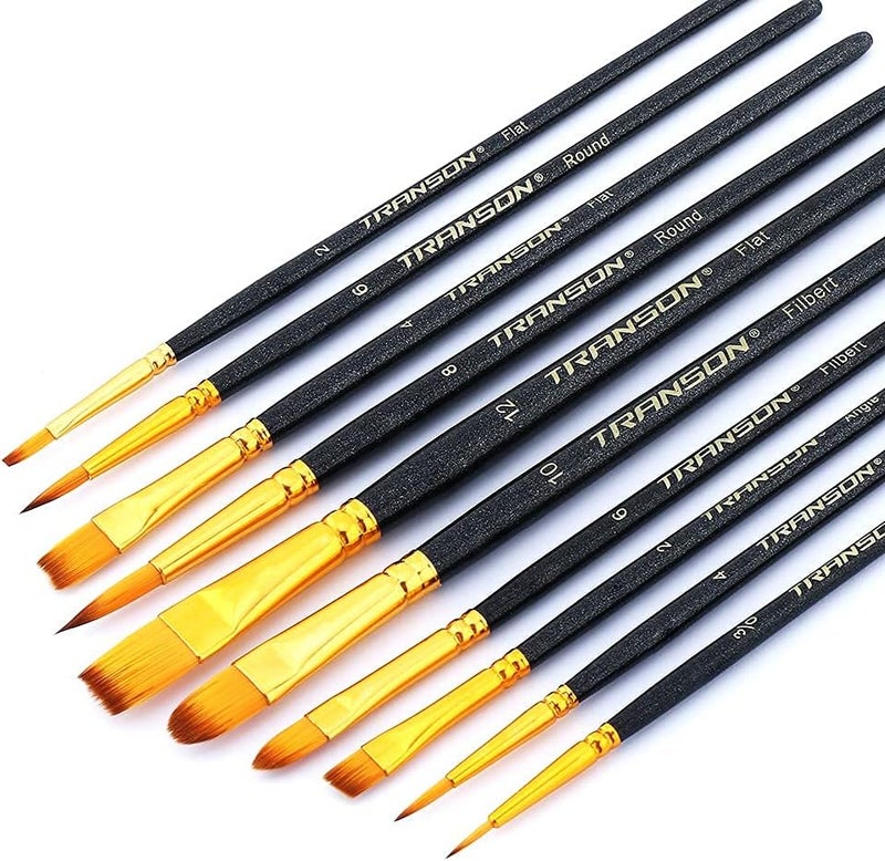 TRANSON 20pcs Art Painting Brush Set for Acrylic Watercolor Gouache Hobby Craft Face Painting - Image 5