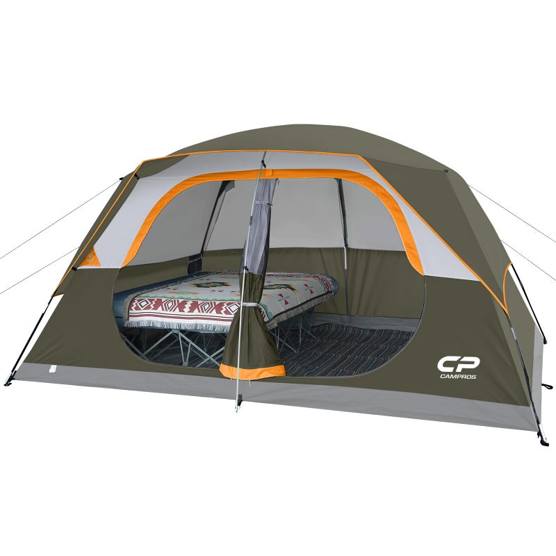 CAMPROS CP Tent 8 Person Camping Tents, Waterproof Windproof Family Dome Tent with Rainfly, Large Mesh Windows, Wider Door, Easy Setup, Portable with Carry Bag (Olive) - Image 1