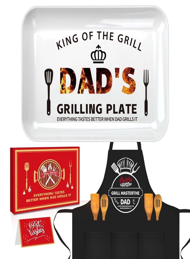 Jiytivity 4 Pcs Fathers Day Dad Gifts for Men Grandpa Daddy Dad Grill Platter Gift Include BBQ Grilling Platter Apron Card Gift Boxes Sets for Father's Day Birthday Gifts Charcuterie Outdoor Indoor Cooking - Image 1
