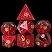 CSITORWWE Rose Flower Form Metal Dice7PCS Heavy Metal Dice SetPolyhedral Dice with Gift Case for TTRPG Tabletop GamingDungeon MastersRPG AdventuresRed with Golden Rose - Image 2