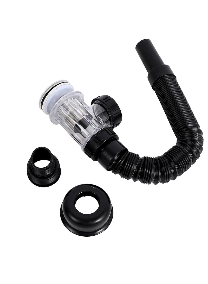 Multipurpose Sink Sewer Drain Pipe - Durable black drain pipe with a rust-resistant steel filter leak-proof, easy to install - Ideal plumbing solution for kitchen and bathroom waste management - Image 1