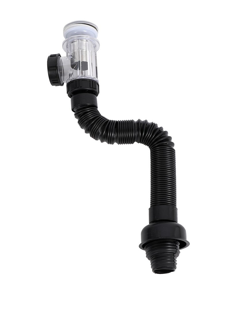 Multipurpose Sink Sewer Drain Pipe - Durable black drain pipe with a rust-resistant steel filter leak-proof, easy to install - Ideal plumbing solution for kitchen and bathroom waste management - Image 2