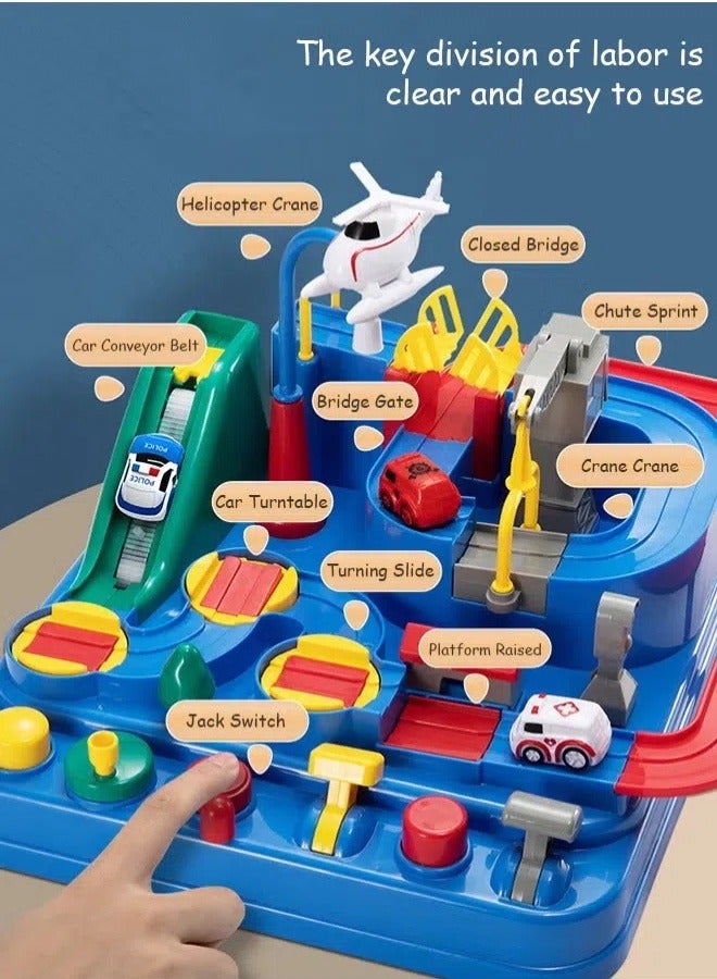 oldlaiben Race Track Toys, Car Toys for Boys and Girls 3-4, Puzzle Track Rescue Racer Game with Magnetic Helicopter, STEM Learning, Montessori, Logical & Motor Development Easter Toys（Pink） - Image 3