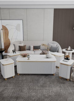 5-Piece Coffee Table Set – Luxury White & Gold Design, Faux Marble Top, Main Table with 4 Side Tables (122×61×52 cm & 40×30×52 cm) - pzsku/Z7D40D7A7FC54C7CBBB9AZ/45/_/1737228854/6bacbbbf-a6e6-45f4-b0be-df0b5a3fca22