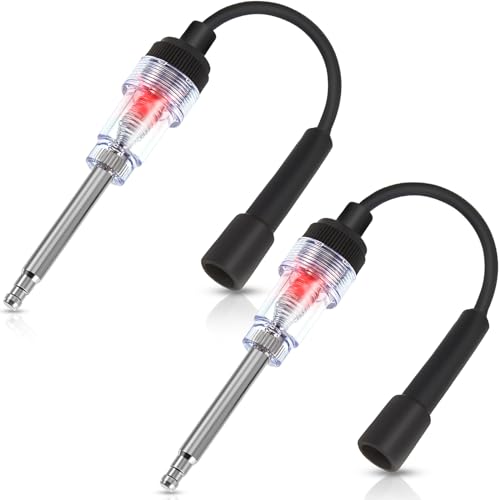 Frienda Inline Spark Plug Tester Engine Ignition Tester Straight Boot Ignition Tester Light Lawnmower Engine Checker Armature Diagnostic Detector for Automotive Car Internal External Engine (2 Pieces) - Image 1