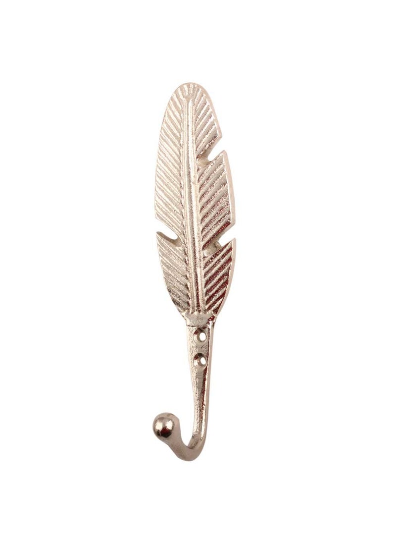 Indian-Shelf IndianShelf Metal Big Hooks Feather Key Holders Wall Hanging Clothes Mount 6 Inch Silver Standard HK7011  - Image 1