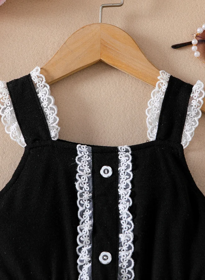 Take Two Take Two Color Block Lace Trim Cami Dress with Bow Detail