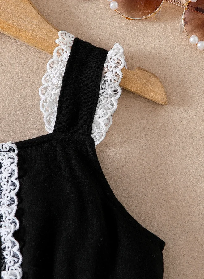 Take Two Take Two Color Block Lace Trim Cami Dress with Bow Detail