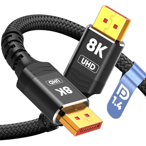 Capshi 8K 4K DisplayPort Cable 1.4, 10FT DP Cord (VESA Certified, 8K@60Hz, 4K@144Hz, 2K@240Hz/165Hz), 32.4Gbps High Speed Display Port Cable for Gaming Monitor, HDR/FreeSync/G-Sync, Braided, Black - Image 1