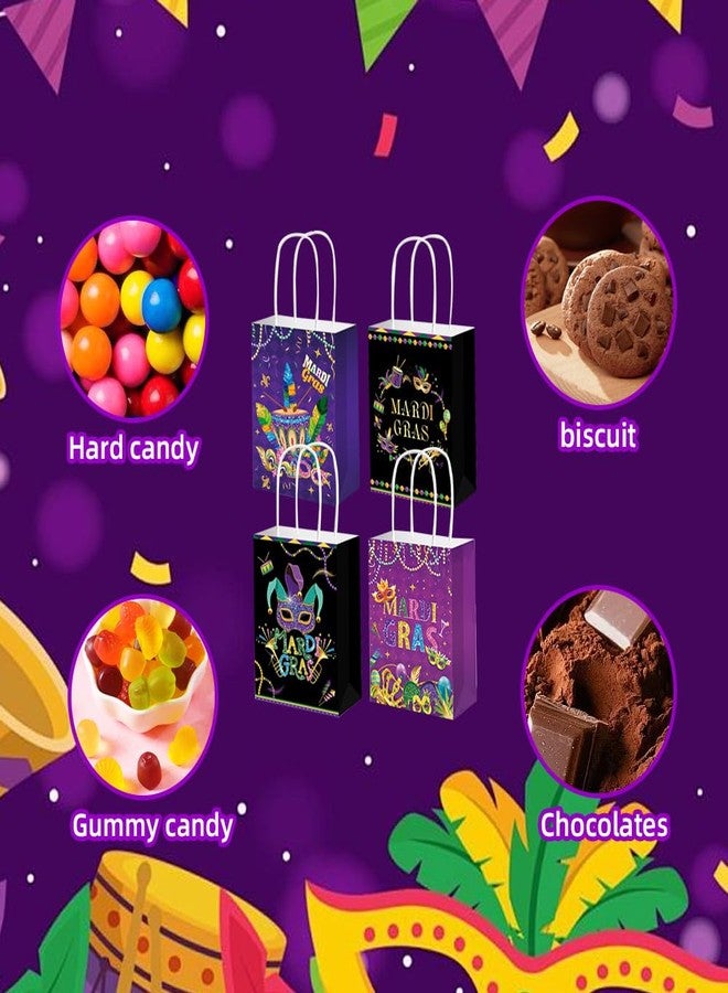 Colodeol 12 Pack Mardi Gras Paper Gift Bags with Handle Treat Party Favors Goodie Candy Treat Bags for Mardi Gras Carnival Party Decorations Supplies - Image 5