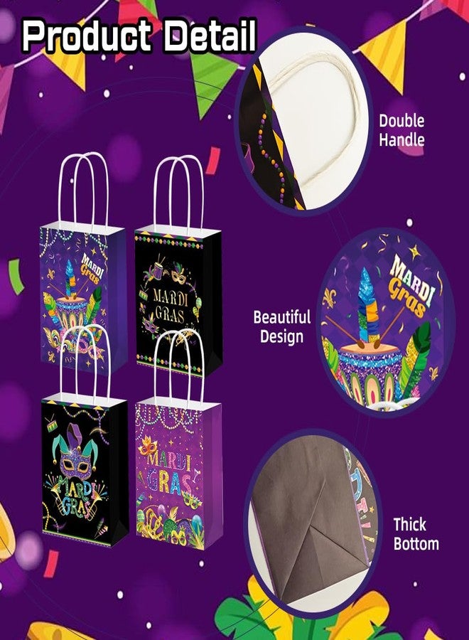Colodeol 12 Pack Mardi Gras Paper Gift Bags with Handle Treat Party Favors Goodie Candy Treat Bags for Mardi Gras Carnival Party Decorations Supplies - Image 4