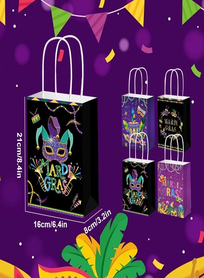 Colodeol 12 Pack Mardi Gras Paper Gift Bags with Handle Treat Party Favors Goodie Candy Treat Bags for Mardi Gras Carnival Party Decorations Supplies - Image 3