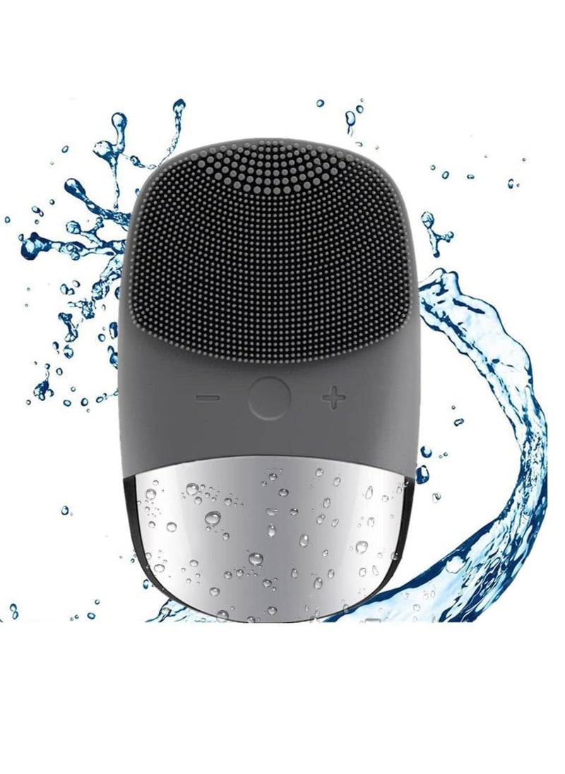 Megan MEGAN Facial Cleansing Brush,USB Rechargeble Electric Silicone Face Scrubber,IPX7 Waterproof Sonic Facial Massager, 3 in 1 face Brush for Deep Cleanning, Blackhead Remover, Exfoliating.（Black）  - Image 1