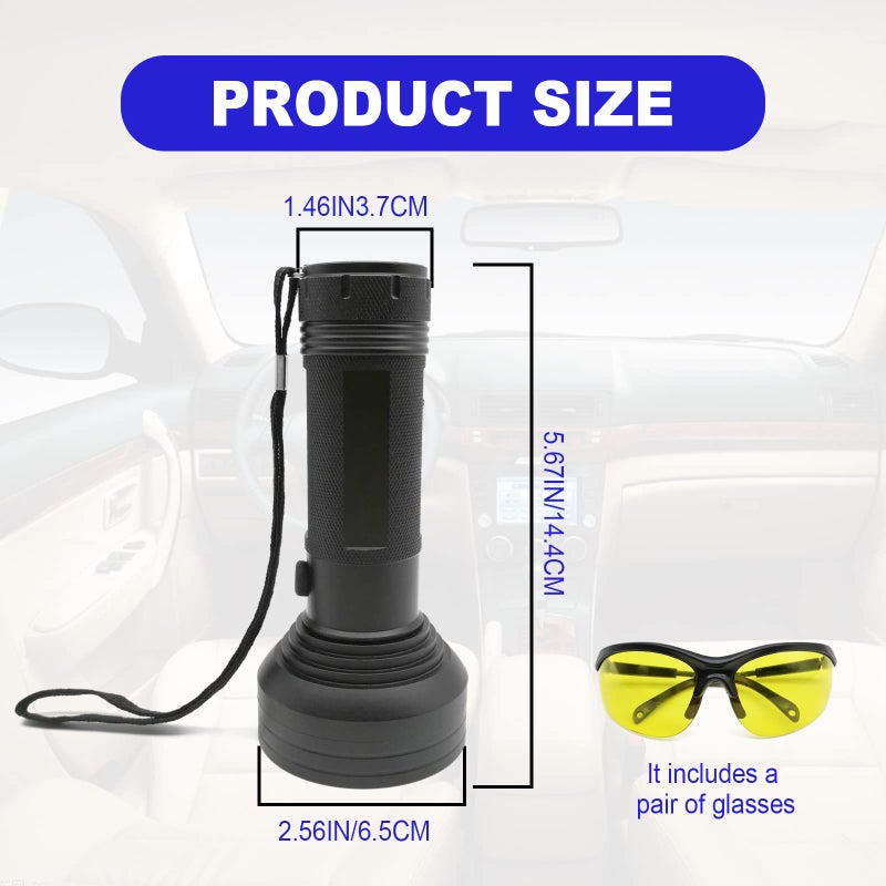 RBOKO طقم كشف تسرب صبغة زيت UV لمكيف الهواء يتضمن مصباح LED برو 68 مع نظارات واقية من الأشعة فوق البنفسجية، أداة كشف تسرب مكيف الهواء، مصباح يدوي لاختبار تسرب زيت مكيف الهواء، طقم كشف احترافي - Image 2