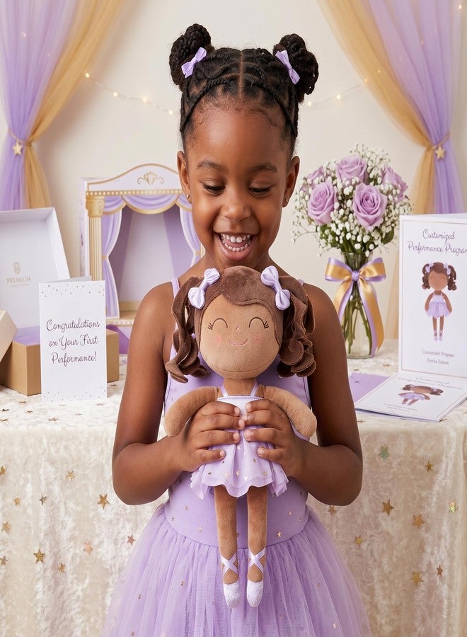 Gloveleya Baby Dolls Soft Snuggly Curly Hair Ballerina Doll First Baby Girl Gifts Plush Tanned Ballet Doll with Lace Mesh Dress Purple Ballerina Series - Image 3